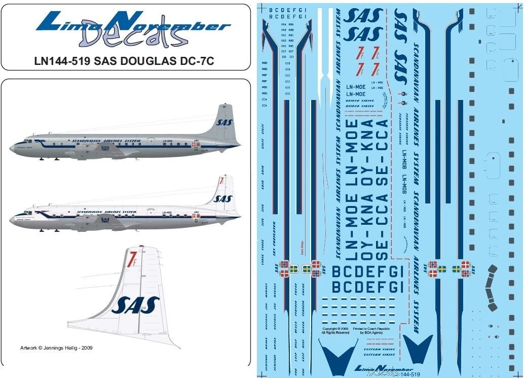 SAS Douglas DC-7C - Lima November Decals - HobbyPlastik.dk