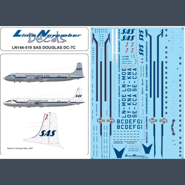 SAS Douglas DC-7C - Lima November Decals - HobbyPlastik.dk