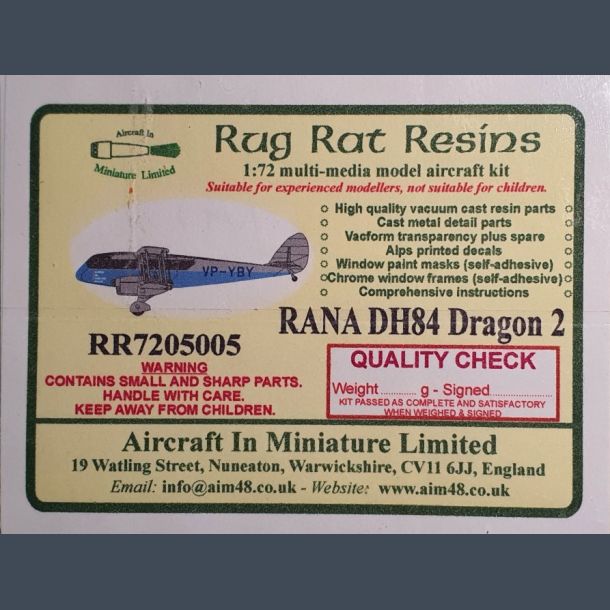 RANA DH84 Dragon 2 (Rug Rat Resins)