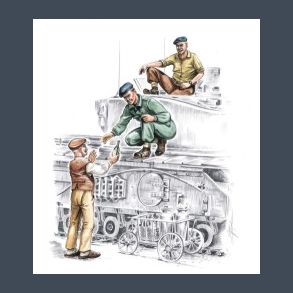 British tankers+civilian WW II - 3 figures.