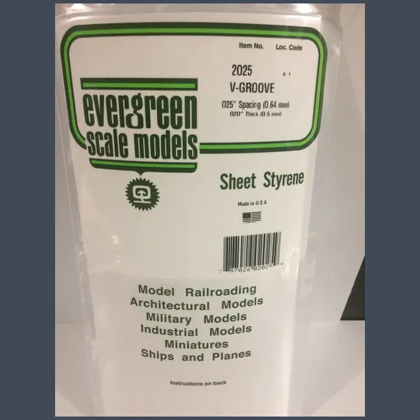 2025 - V-Groove .025" Spacing (0.64 mm) .020" Thick (0.5 mm)