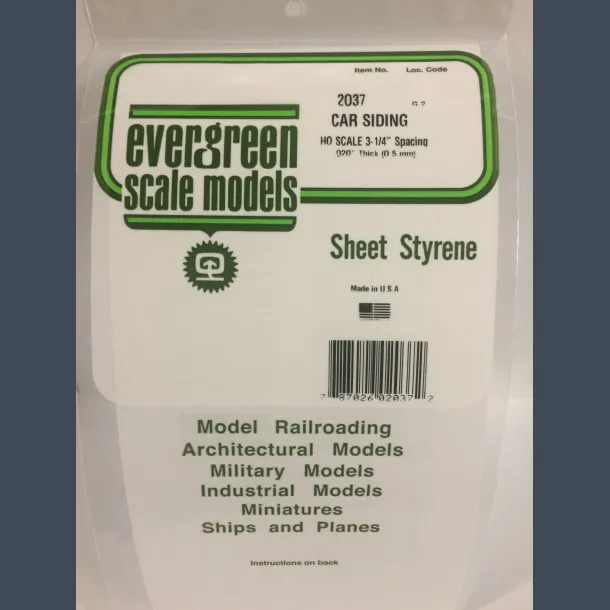 2037 Car Siding H0 Scale 3-1/4 " Spacing 020" Thick (0.5 mm)