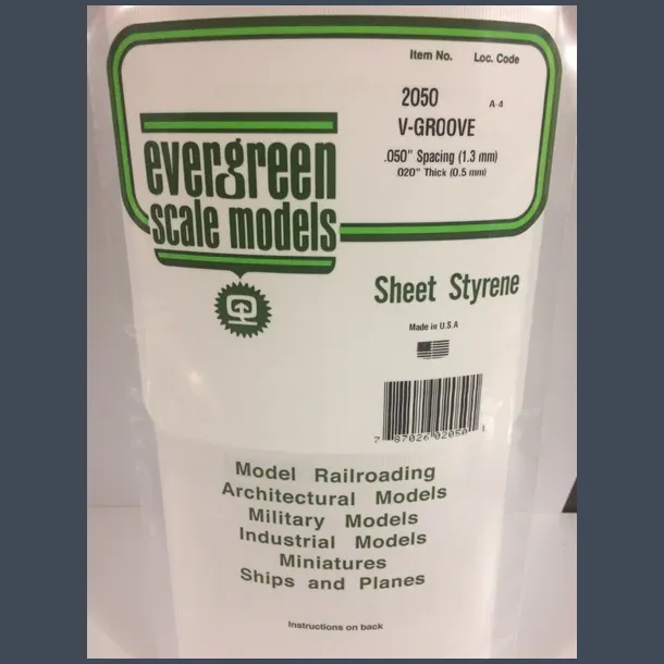 2050 - V-Groove .050" Spacing (1.3 mm) .020" Thick (0.5 mm)