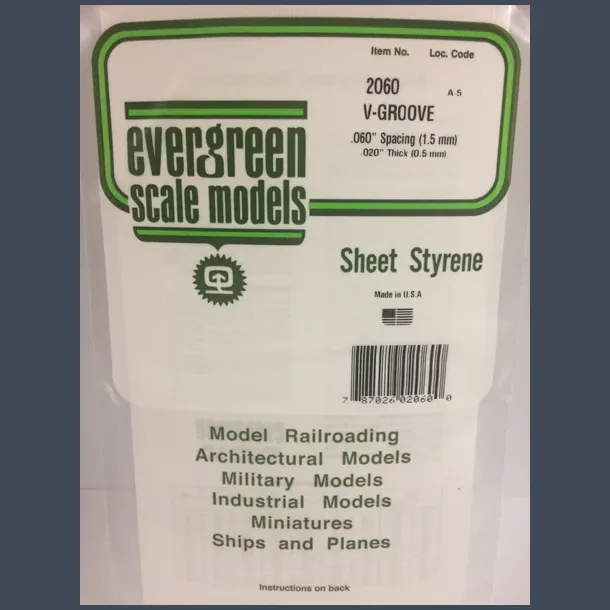 2060 - V- Groove .060" Spacing (1.5 mm) .020" Thick (0.5 mm)