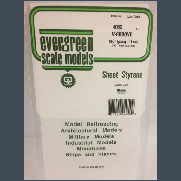 4050 - V-Groove .050" Spacing (1.3 mm) .040" Thick (1.0 mm)