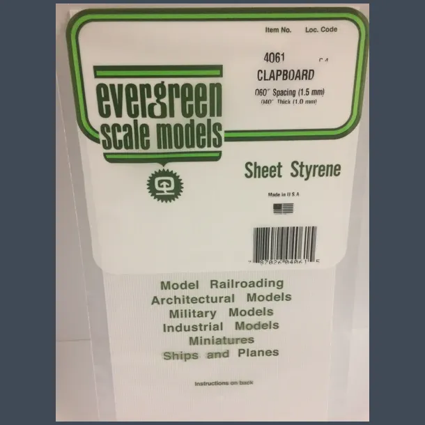 4061 - Clapboard .060" Spacing (1.5 mm) .040" Thick (1.0 mm)
