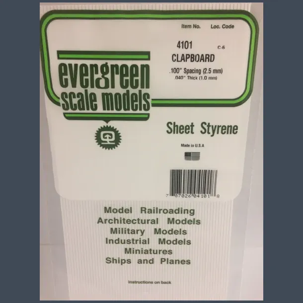 4101 - Clapboard .100" Spacing (2.5 mm) .040" Thick (1.0 mm)