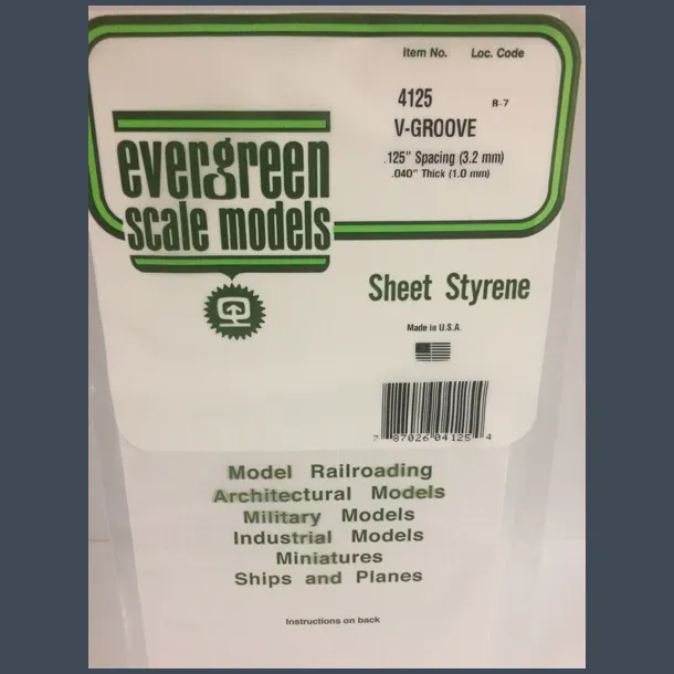 4125 - V-Groove .125" Spacing (3.2 mm) .040" Thick (1.0 mm)