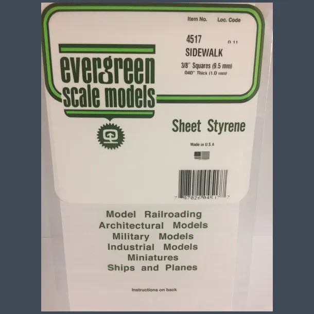 4517 - Sidewalk 3/8" Squares (9.5 mm) .040" Thick (1.0 mm)