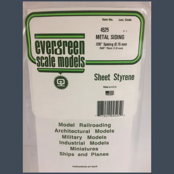 4525 - Metal Siding .030" Spacing (0.75 mm) .040" Thick (1.0 mm)