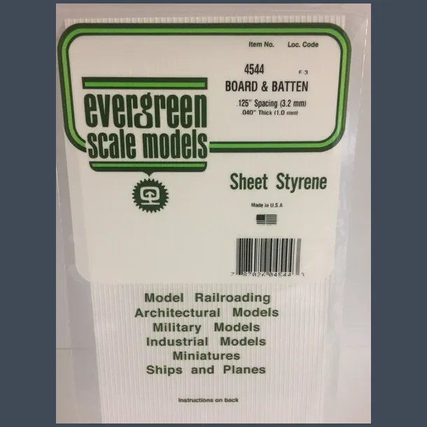 4544 - Board and Batten .125" Spacing (3.2 mm) .040" Thick (1.0 mm)