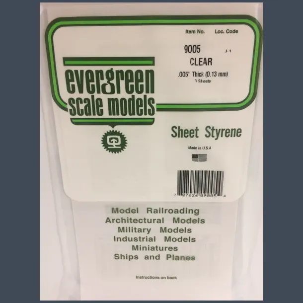 9005 - Clear .005" Thick (0.13 mm) - ONLY 2 sheets