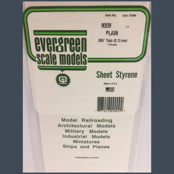 9009 - Plain .005" Thick (0.13 mm) 3 sheets