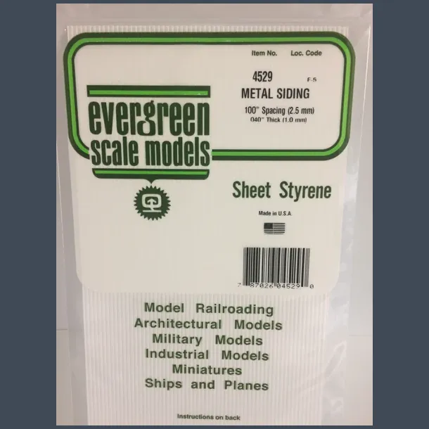 4529 - Metal Siding .100" Spacing (2.5 mm) .040" Thick (1.0 mm)