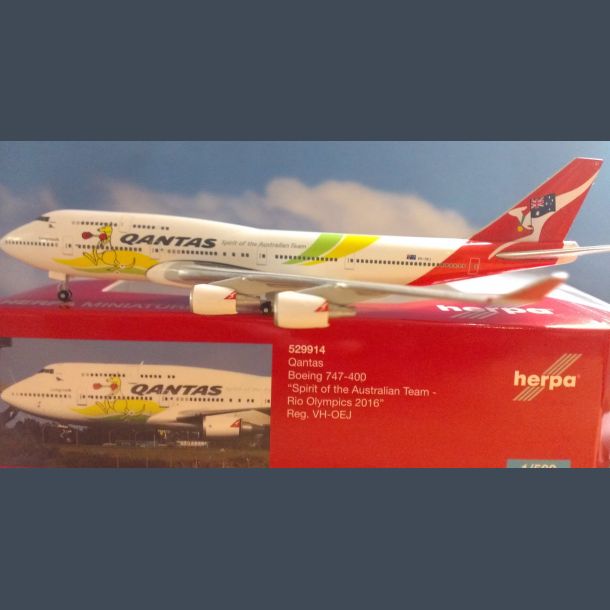 Qantas Boeing 747-400 "Spirit of the Australian Team - Rio Olympics 2016) (Metal) 1:500
