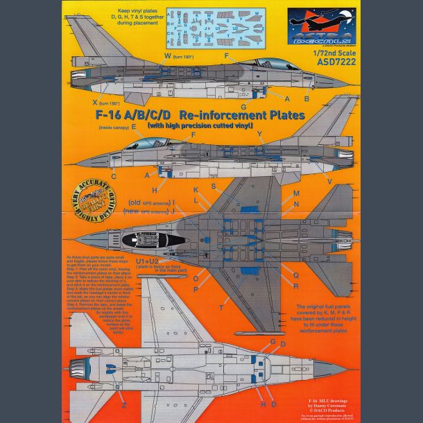 F-16 A/B/C/D Re-inforcement Plates (with high precision cutted vinyl)