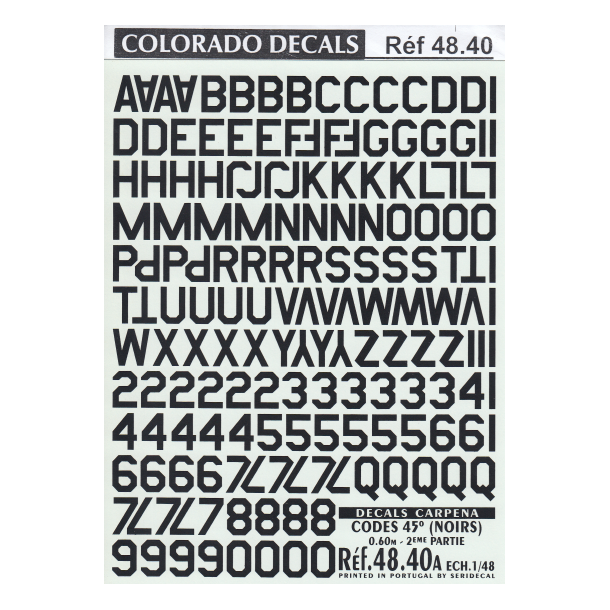 CODES 45 Numbers &amp; Letters (Black) 0.60M/0.75M