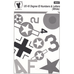 US 45 Degress ID Numbers &amp; Letters (White)