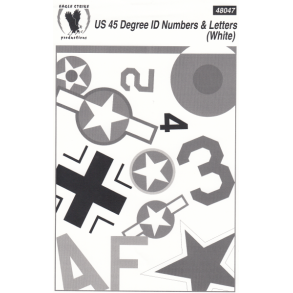 US 45 Degress ID Numbers & Letters (White)