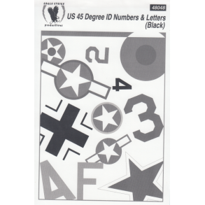US 45 Degree ID numbers & Letters (Black)