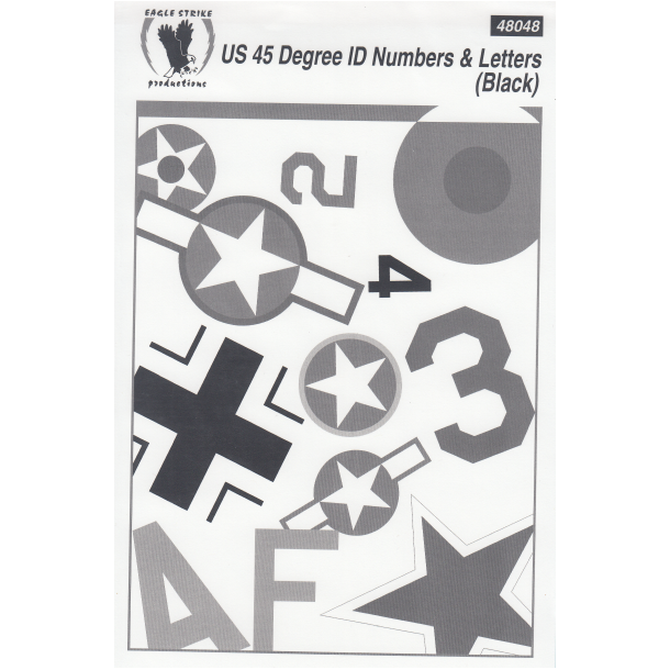 US 45 Degree ID numbers &amp; Letters (Black)