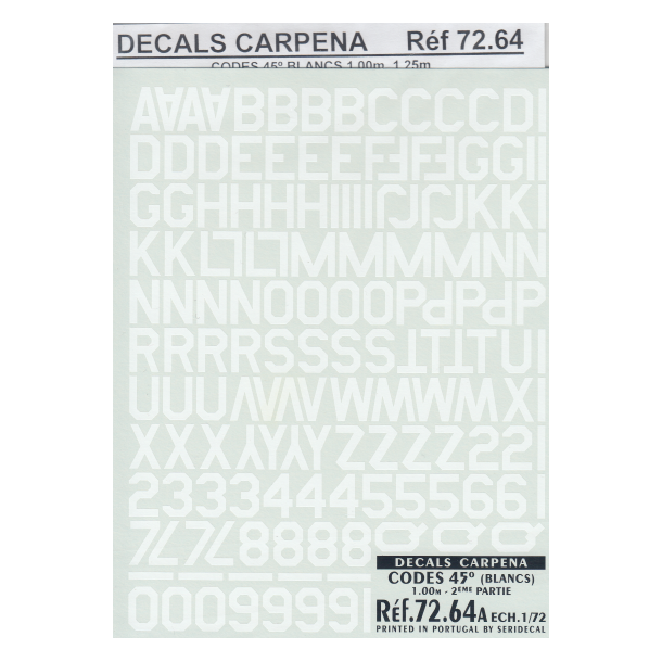 CODES 45 Numbers &amp; Letters (White) 1.00M/1.25M