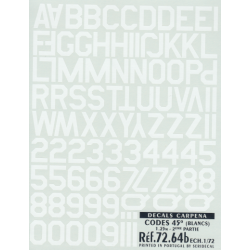 CODES 45 Numbers &amp; Letters (White) 1.00M/1.25M