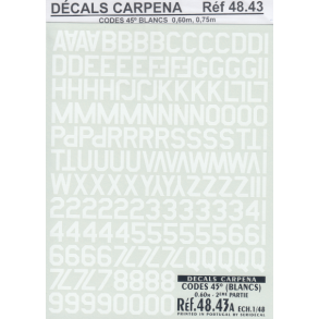 CODES 45 Numbers & Letters (White) 0.60M/0.75M
