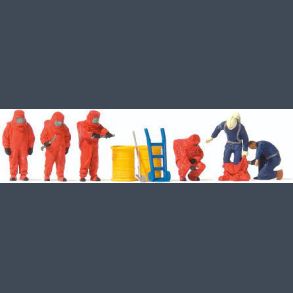 Firemen with red Chmeical resistant suits, Accessories