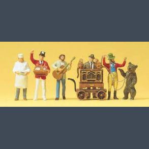 Barrel-organ musician, salesmen, bear-leader