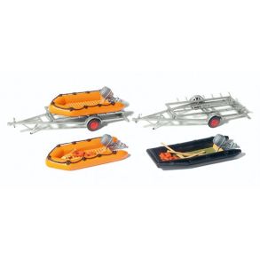 3 rubber dinghys and 2 trailers