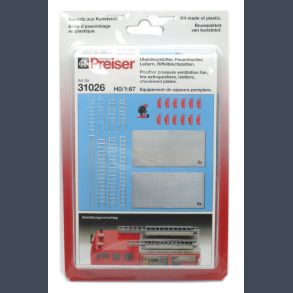 Positive pressure ventilation fan, fire extinguishers, ladders and checkered plates