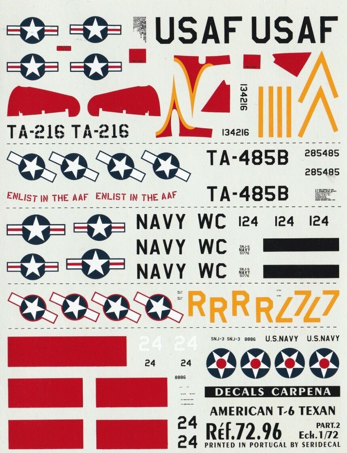 AMERICAN T-6 TEXAN DECALS - Carpena - HobbyPlastik.dk